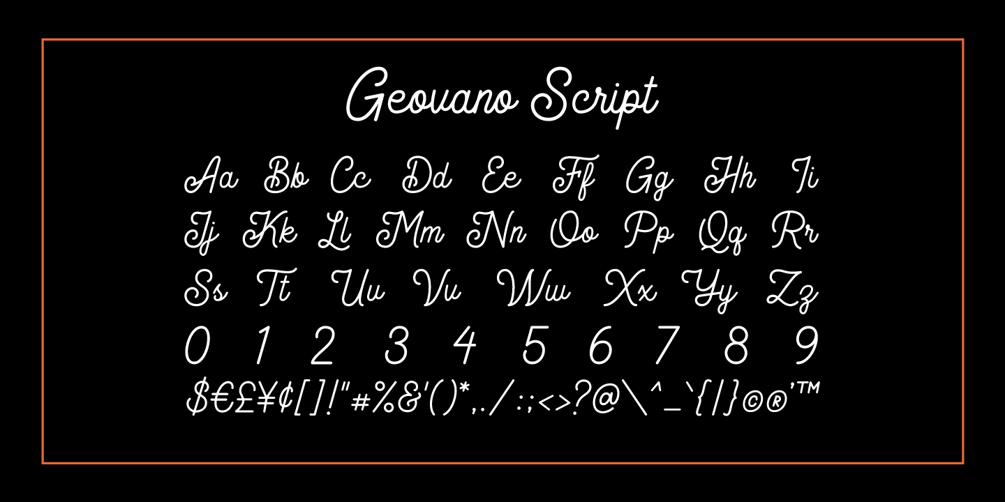 Пример шрифта Geovano Script Rough